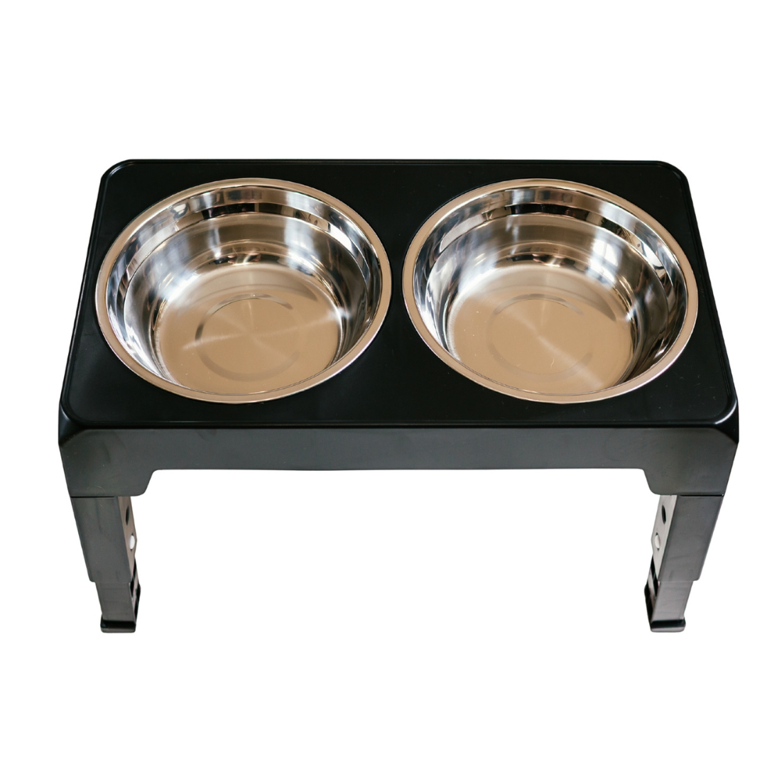 The Dog Outpost Adjustable Elevated Dog Bowl Set